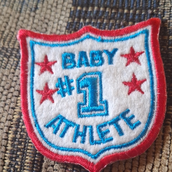 Other - Baby #1 Athlete Embroidered Patch - Red & Blue